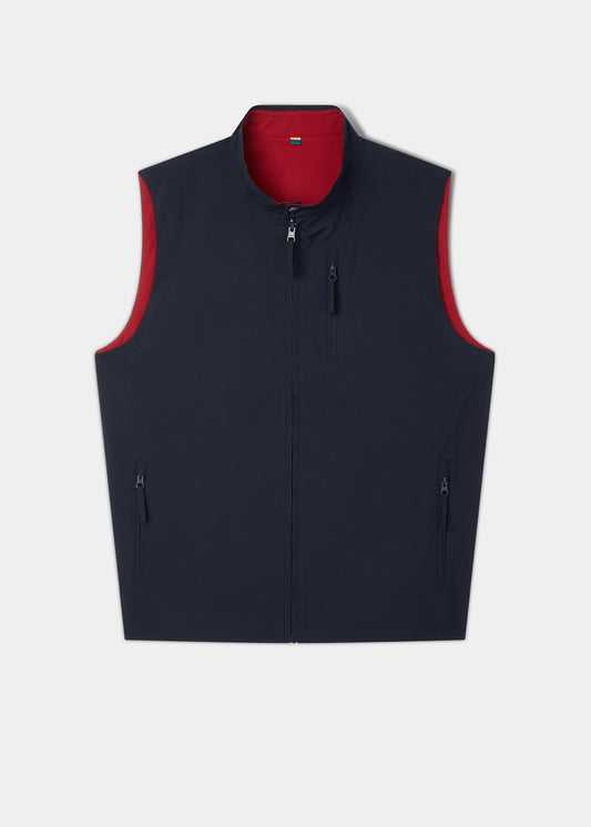 Lettoch Reversible Lightweight Summer Gilet In Navy and Red