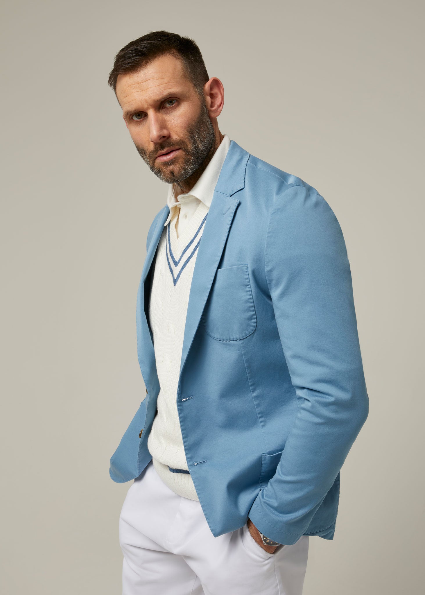 Men's Cotton Blazer In Airforce Alan Paine - Main Image