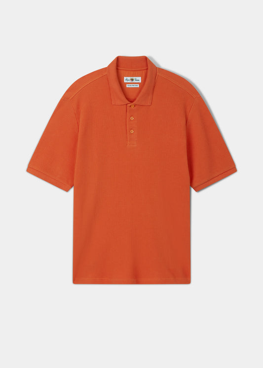 Whitwell Short Sleeve Waffle Stitch Polo In Amber