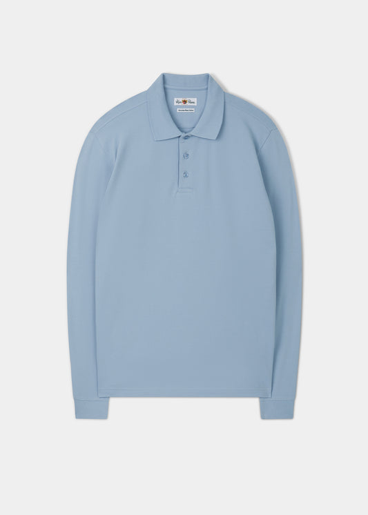 Reed Long Sleeve Polo In Light Blue.