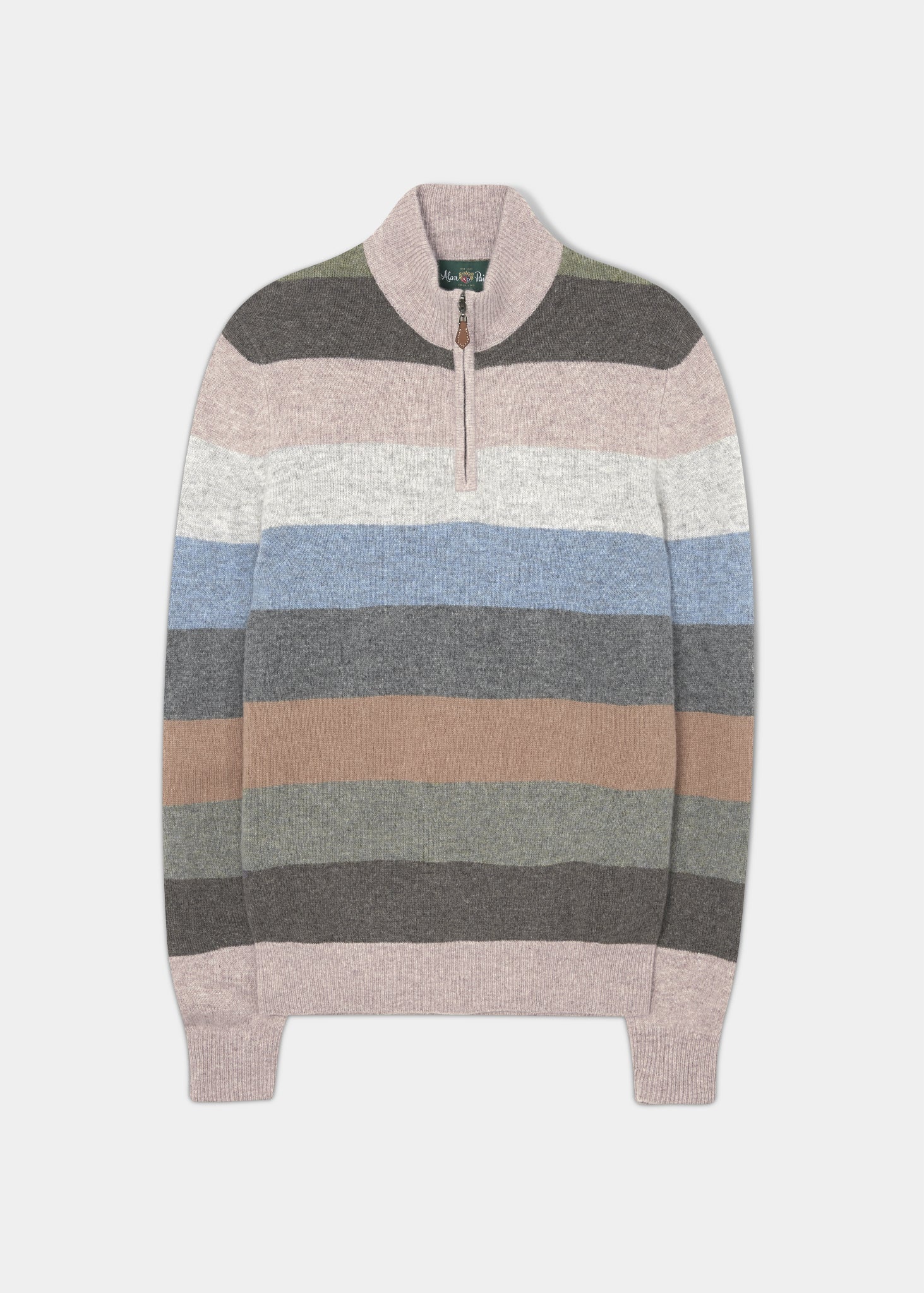 Lyndhurst Lambswool 1/4 Zip Jumper Cobble Base