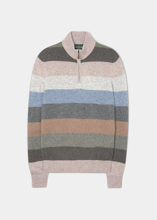 Lyndhurst Lambswool 1/4 Zip Jumper Cobble Base