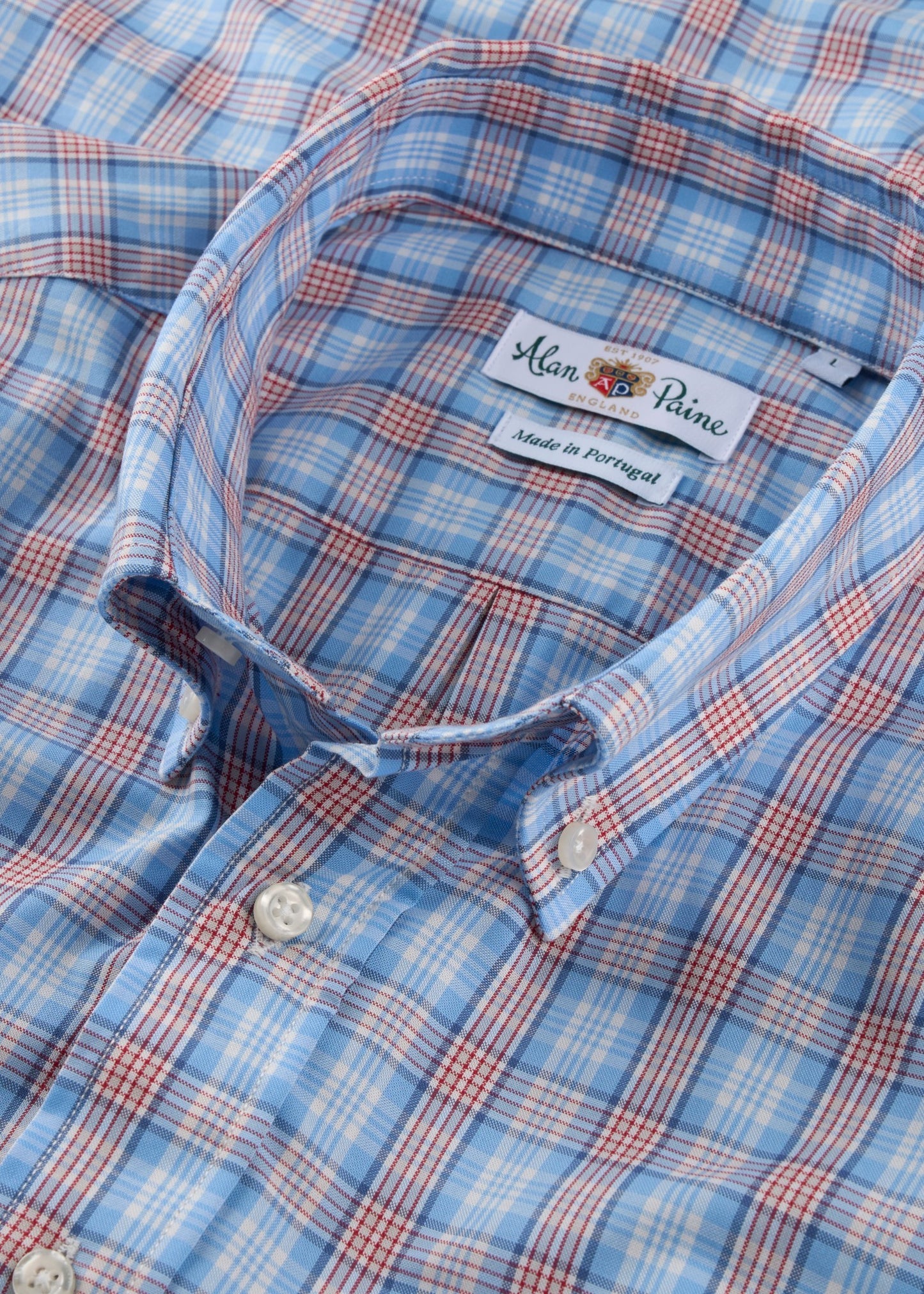 Mirfield Blue and Red Check Cotton Shirt - Classic Fit
