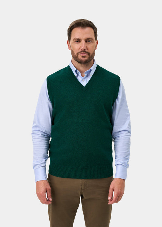 Norfolk Lambswool V-Neck Slipover In Mallard - Classic Fit
