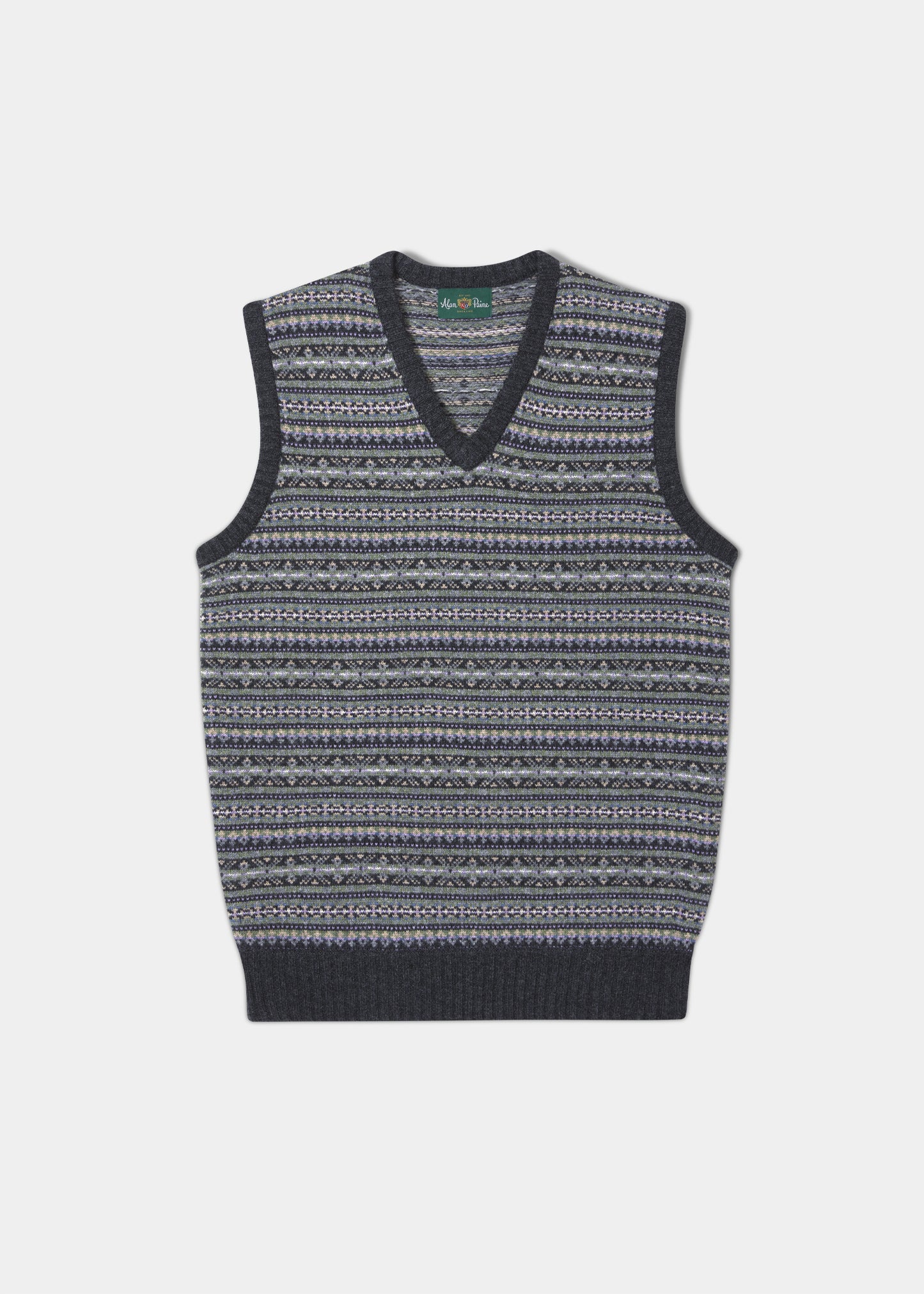 Nyland Men's Lambswool Fairisle Charcoal Slipover