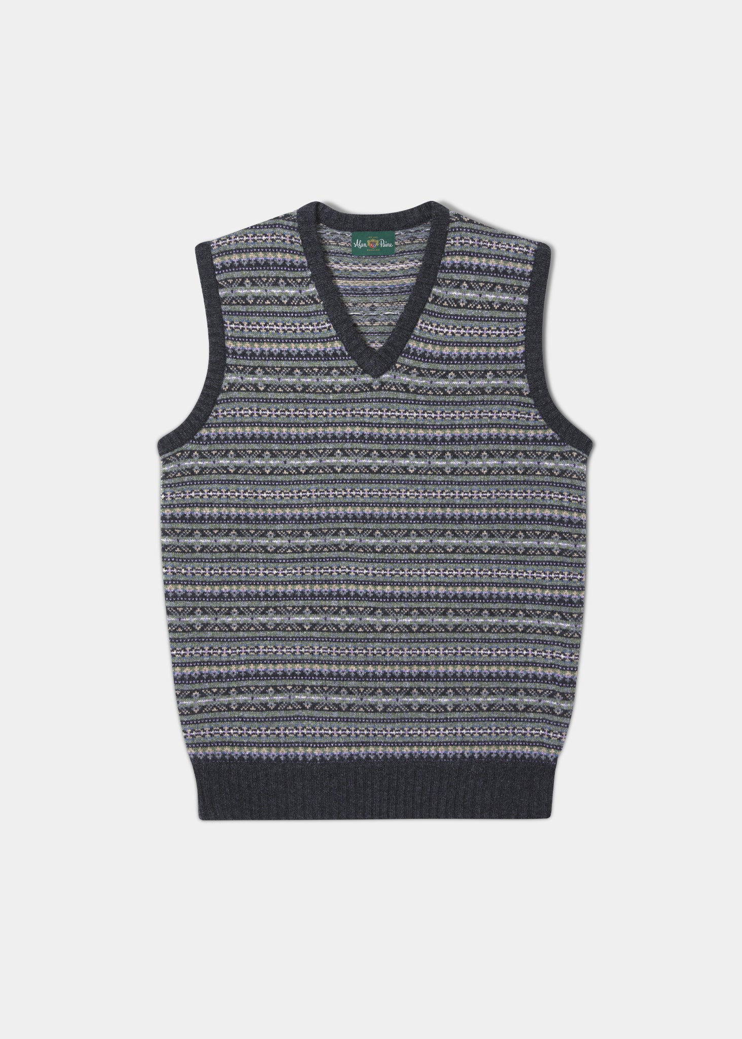 Nyland Men's Lambswool Fairisle Charcoal Slipover
