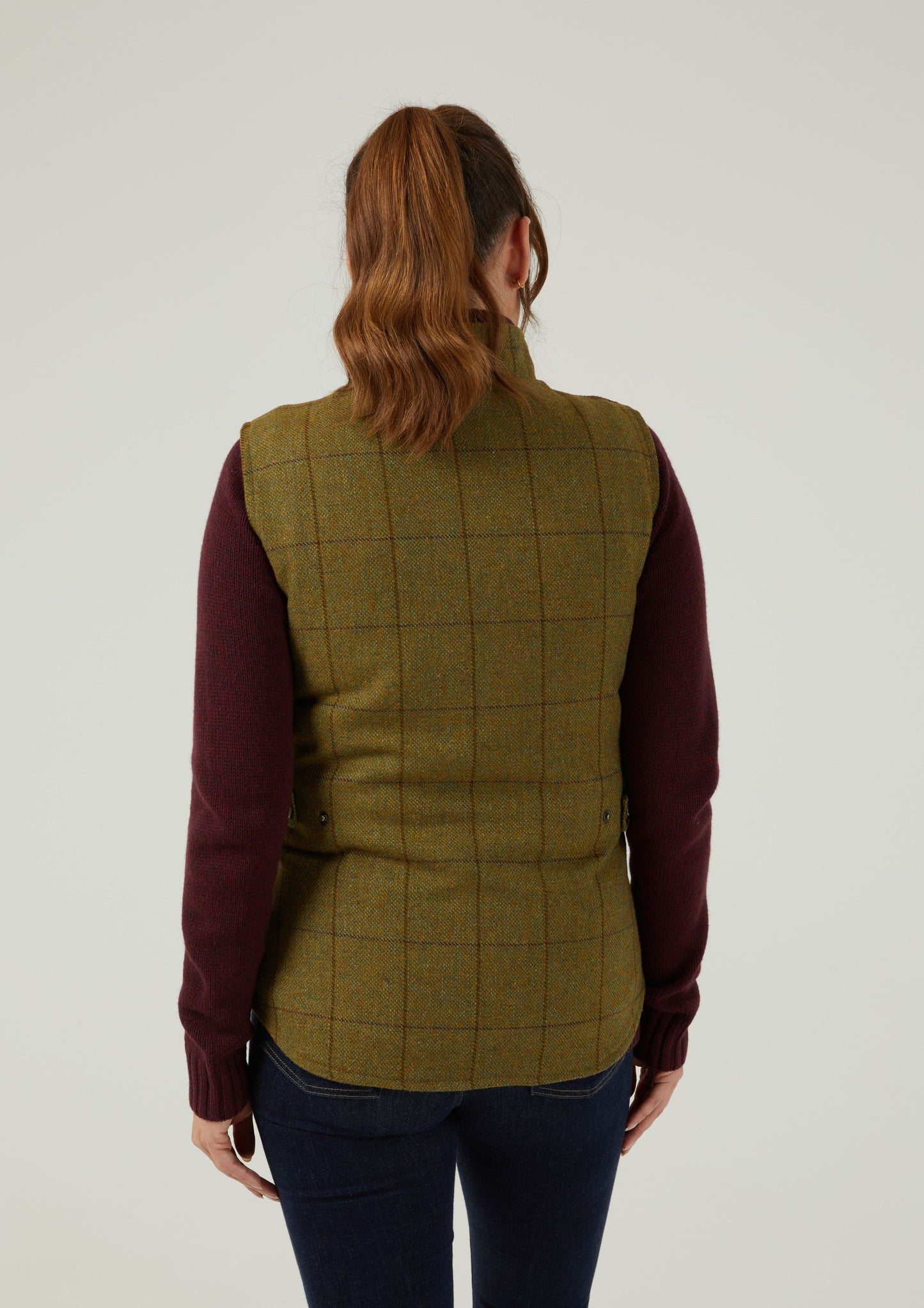 Rutland Ladies Tweed Gilet In Lichen