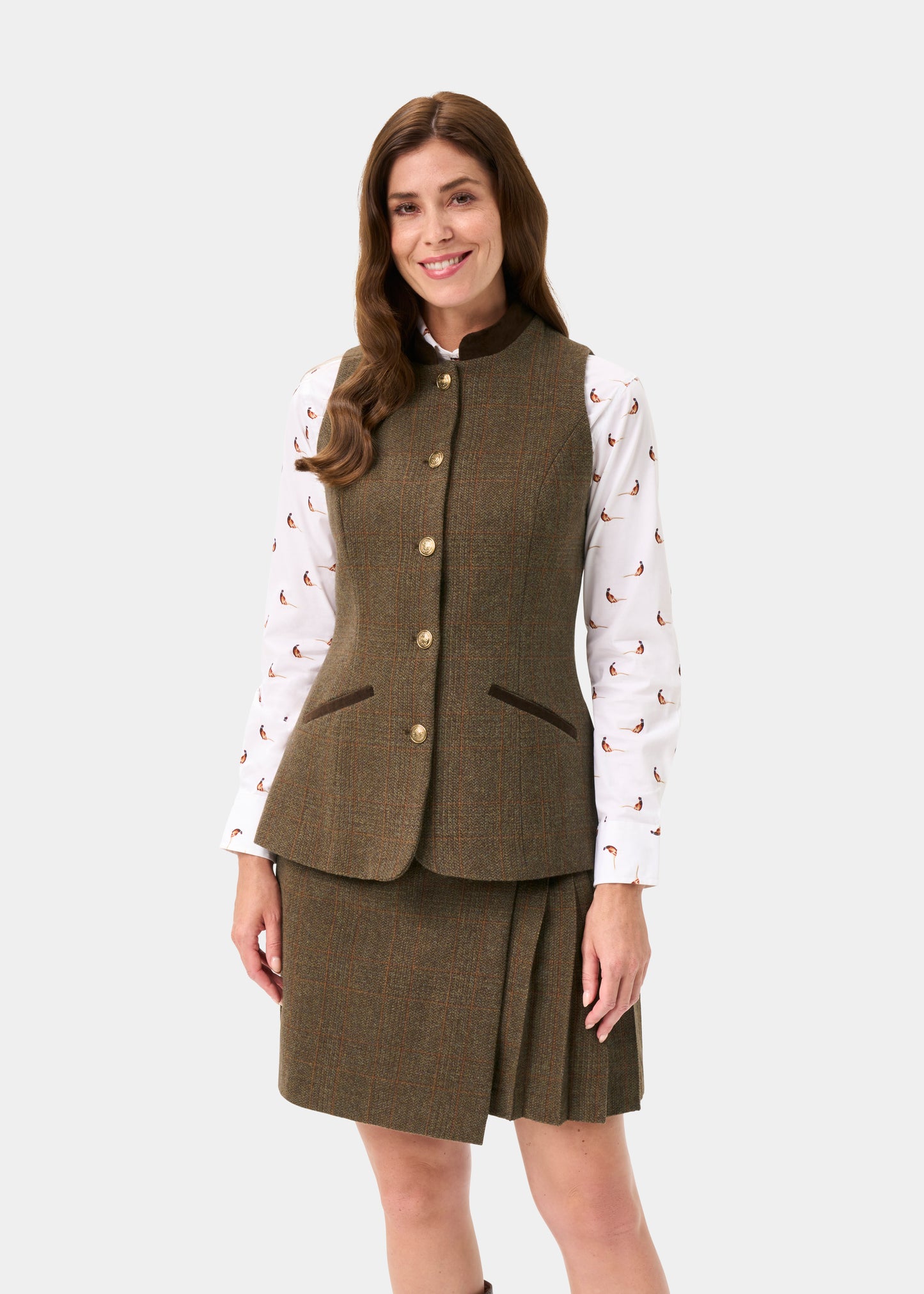 Surrey Ladies Tweed Waistcoat in Field Maple -  Regular Fit