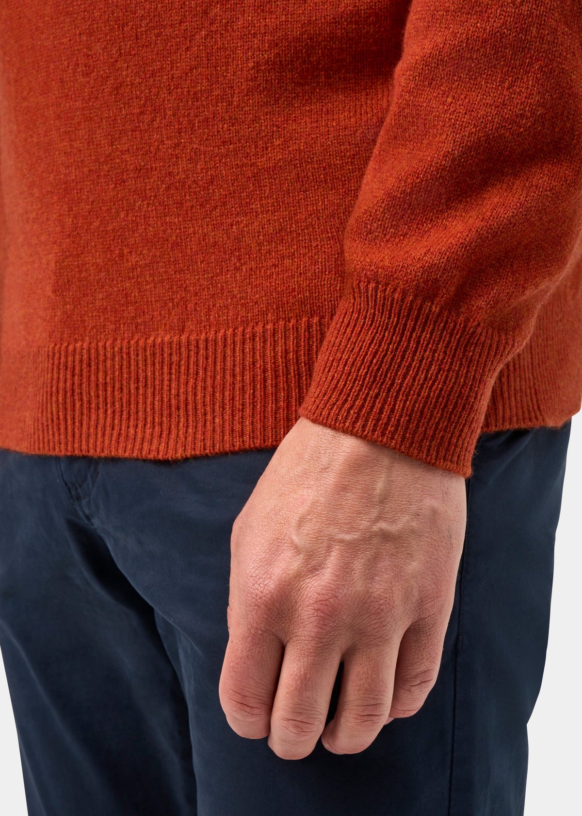 Sutherland Lambswool Quarter Zip Jumper In Ember - Regular Fit