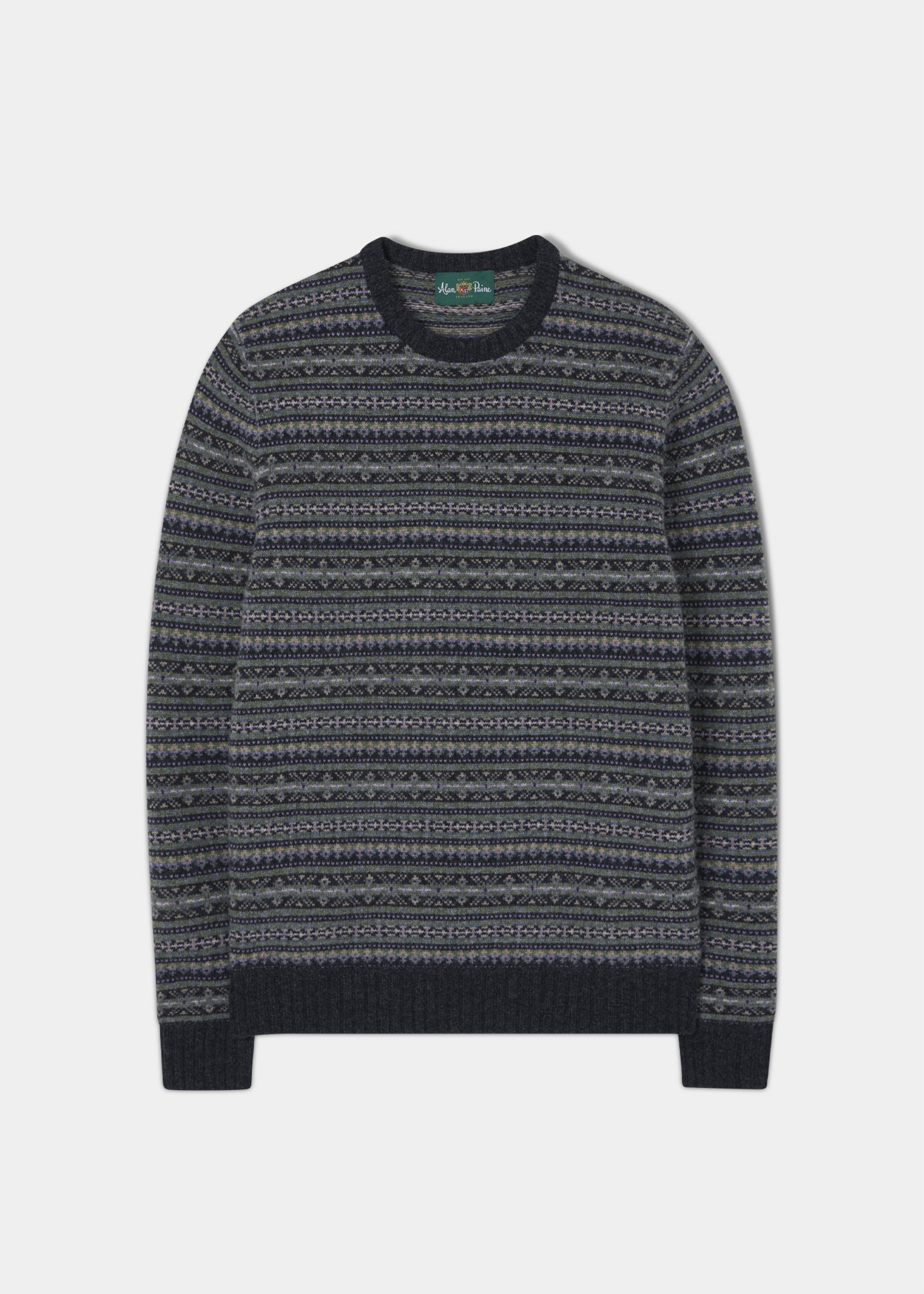 Towthorpe Men's Lambswool Fairisle Charcoal Grey Jumper 