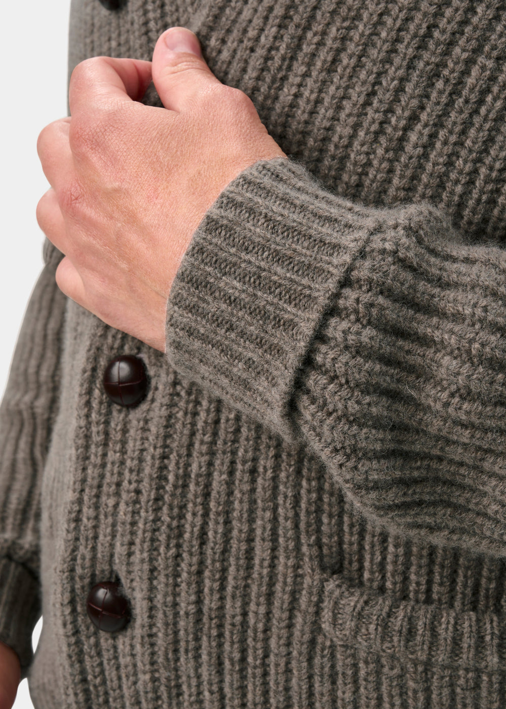 Usworth Lambswool Shawl Collar Jumper In Vole - Regular Fit