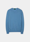 Men's luxury cotton crew neck jumper in carolina blue