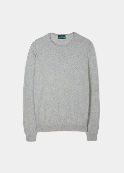 Luxury cotton crew neck jumper in dove.