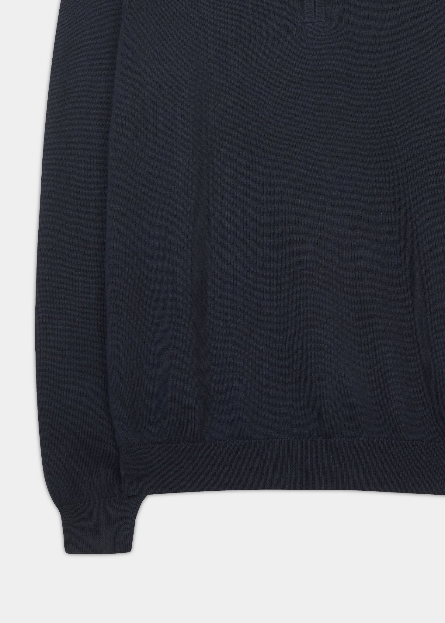 Alan Paine cotton cashmere quarter zip jumper in dark navy