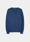 Alan Paine cotton cashmere v-neck jumper in indigo