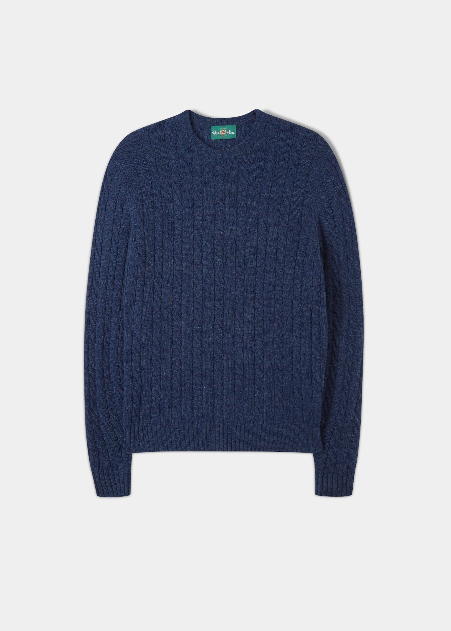 Shetland Wool Cable Knit jumper In Indigo – Alan Paine UK