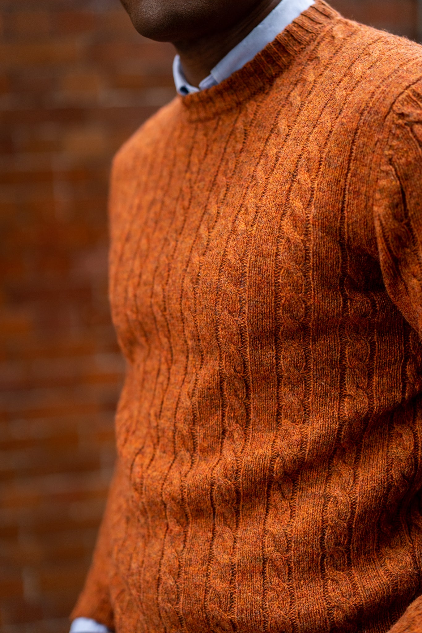 Ashkirk Supersoft Shetland Cable Ember Jumper - Regular Fit