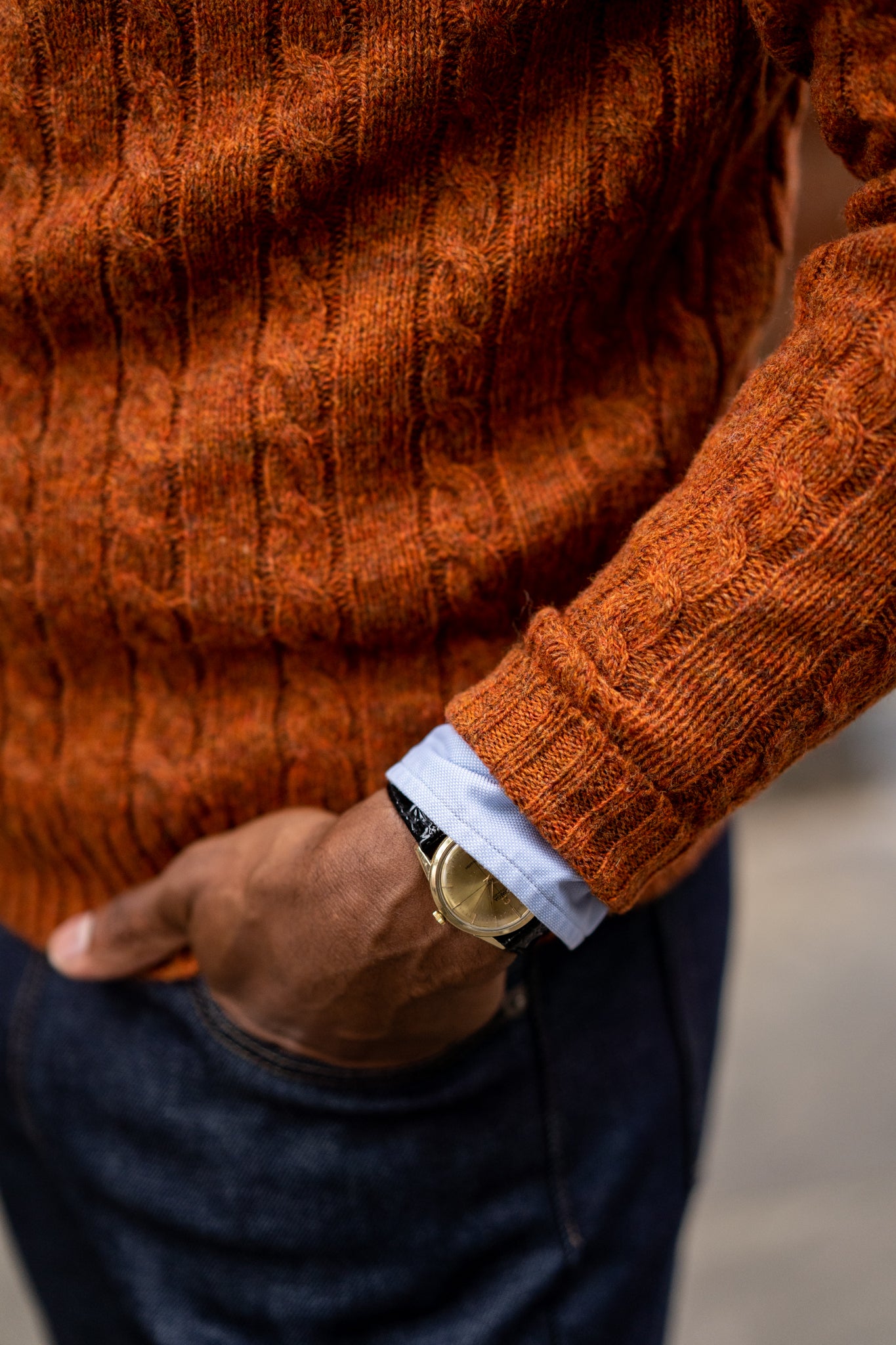 Ashkirk Supersoft Shetland Cable Ember Jumper - Regular Fit