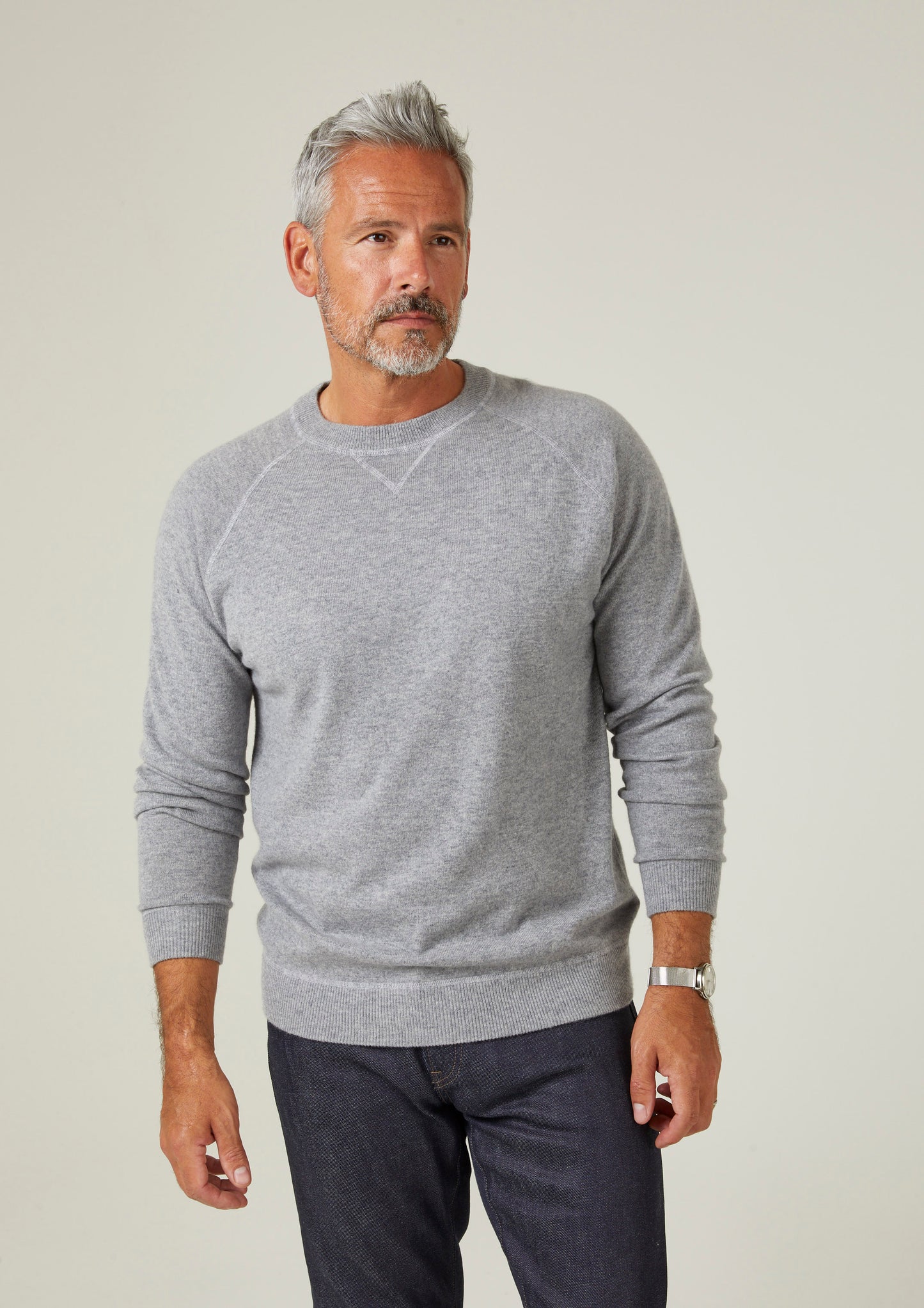 Assington Cashmere Light Grey Mix Sweatshirt - Regular Fit