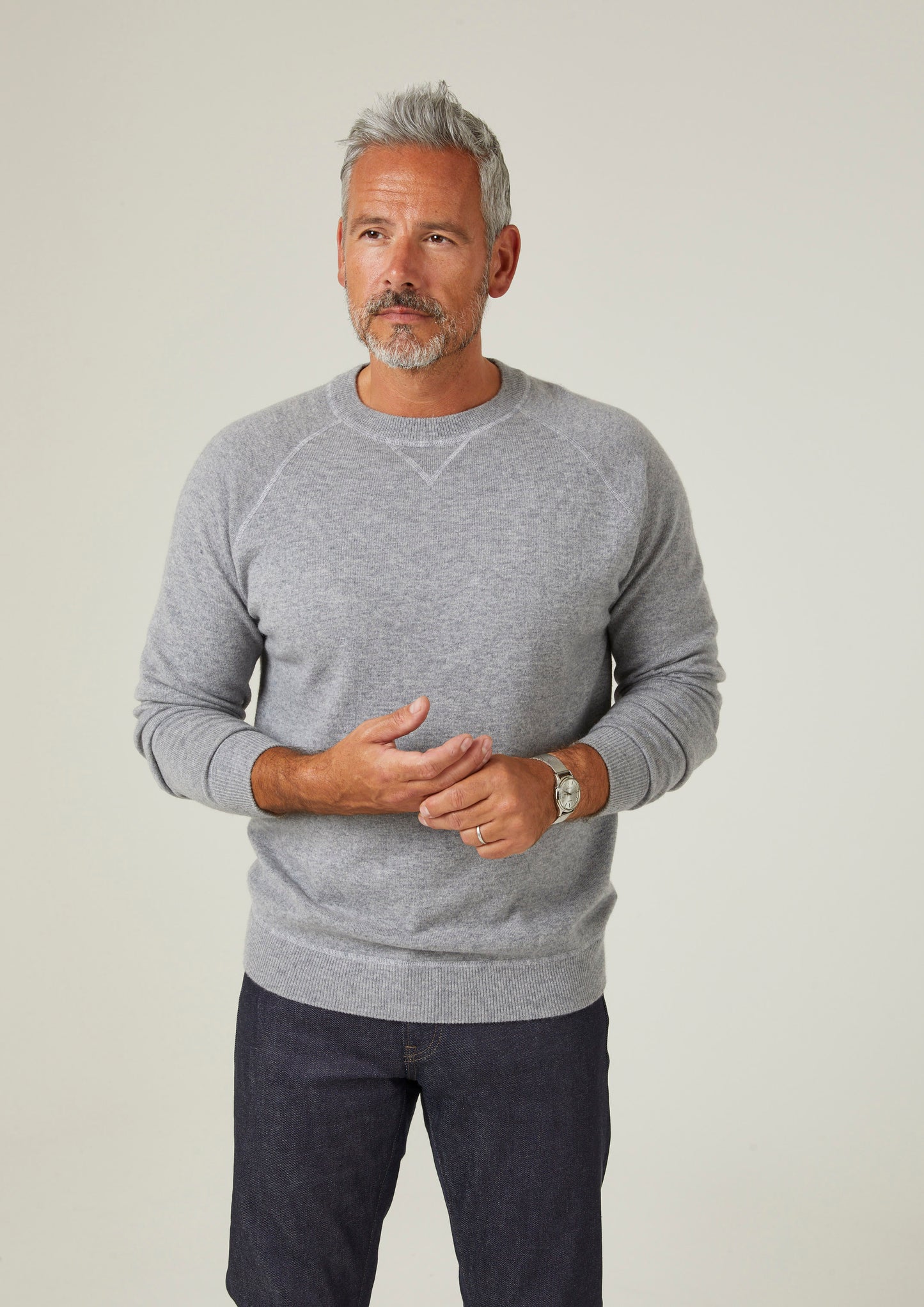 Assington Cashmere Light Grey Mix Sweatshirt - Regular Fit