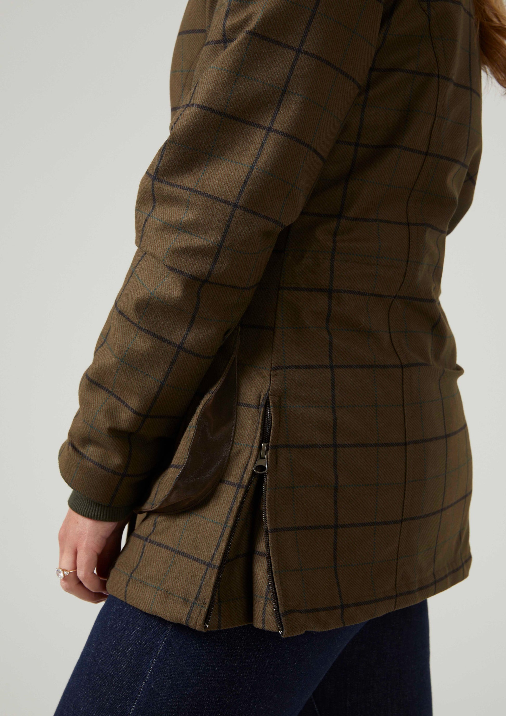 Axford Ladies Lightweight Field Coat In Green Check