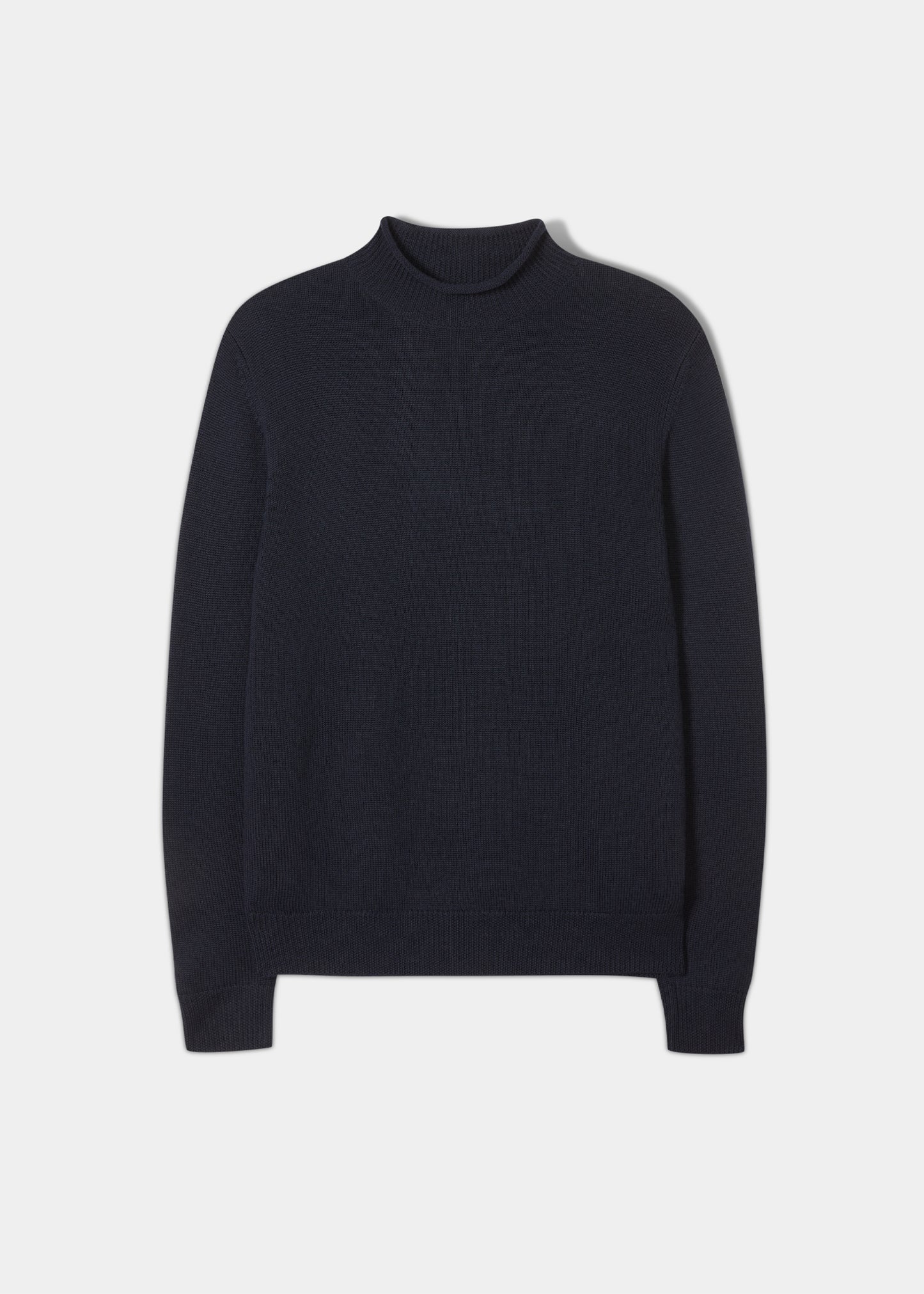 Mens Rolled Collar Jumper In Dark Navy