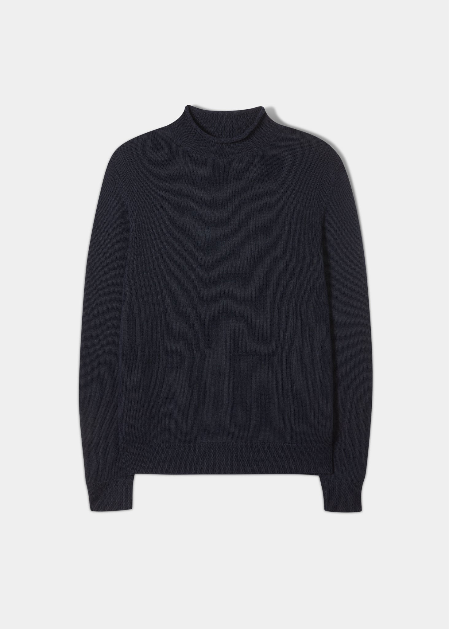 Mens Rolled Collar Jumper In Dark Navy