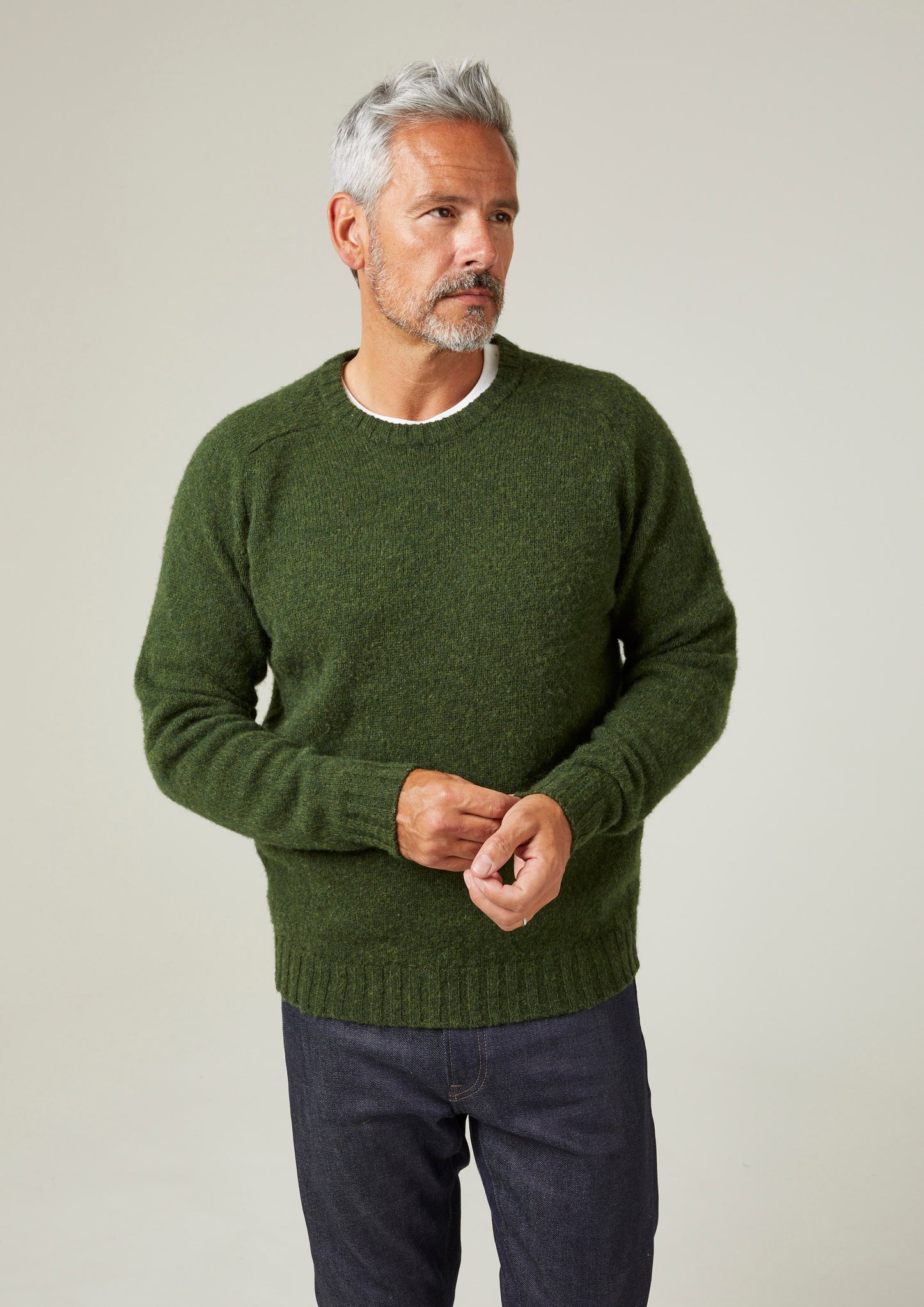 Ribbleton Men's Brushed Shetland Wool Jumper In Tundra - Regular Fit