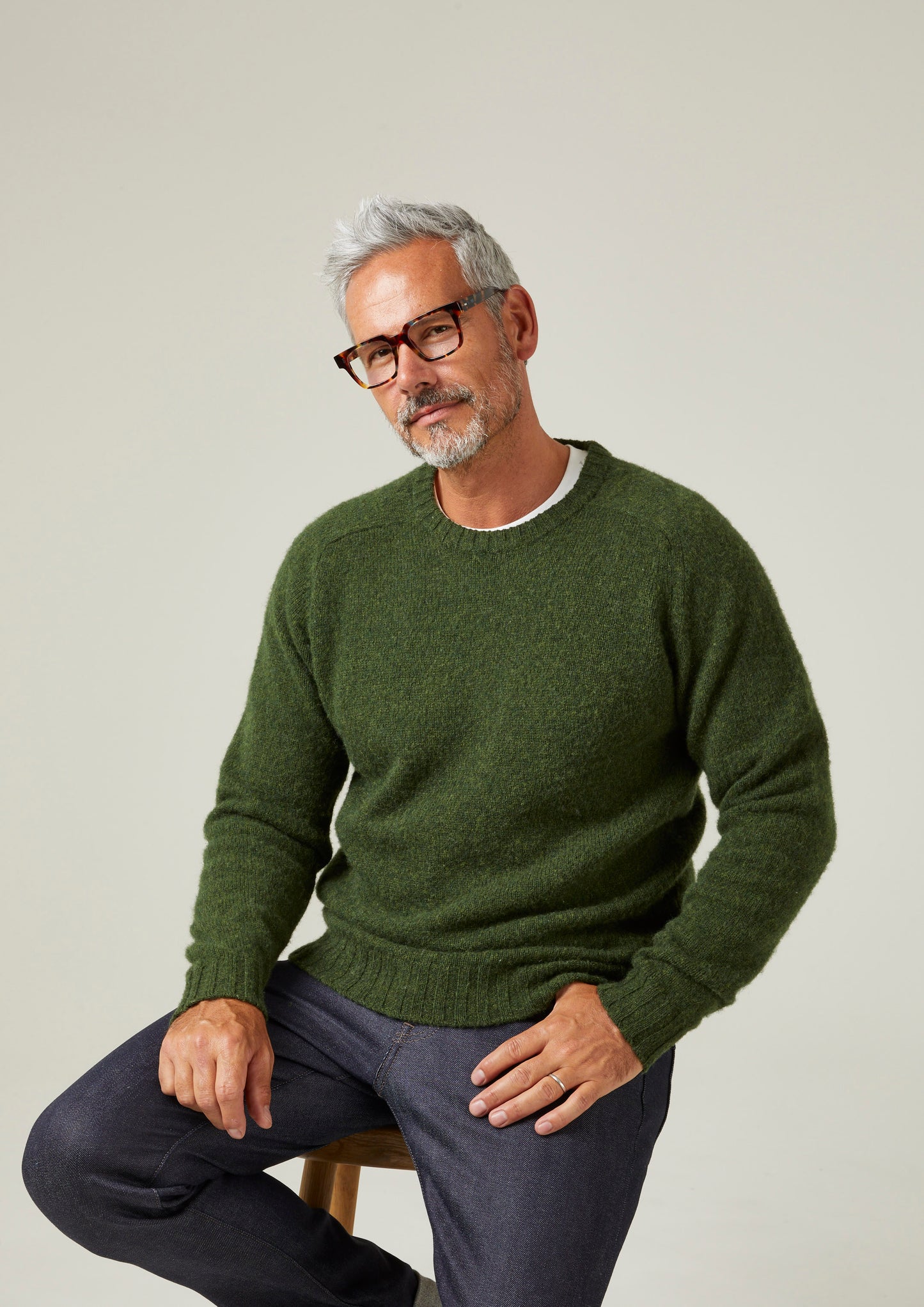 Ribbleton Men's Brushed Shetland Wool Jumper In Tundra - Regular Fit