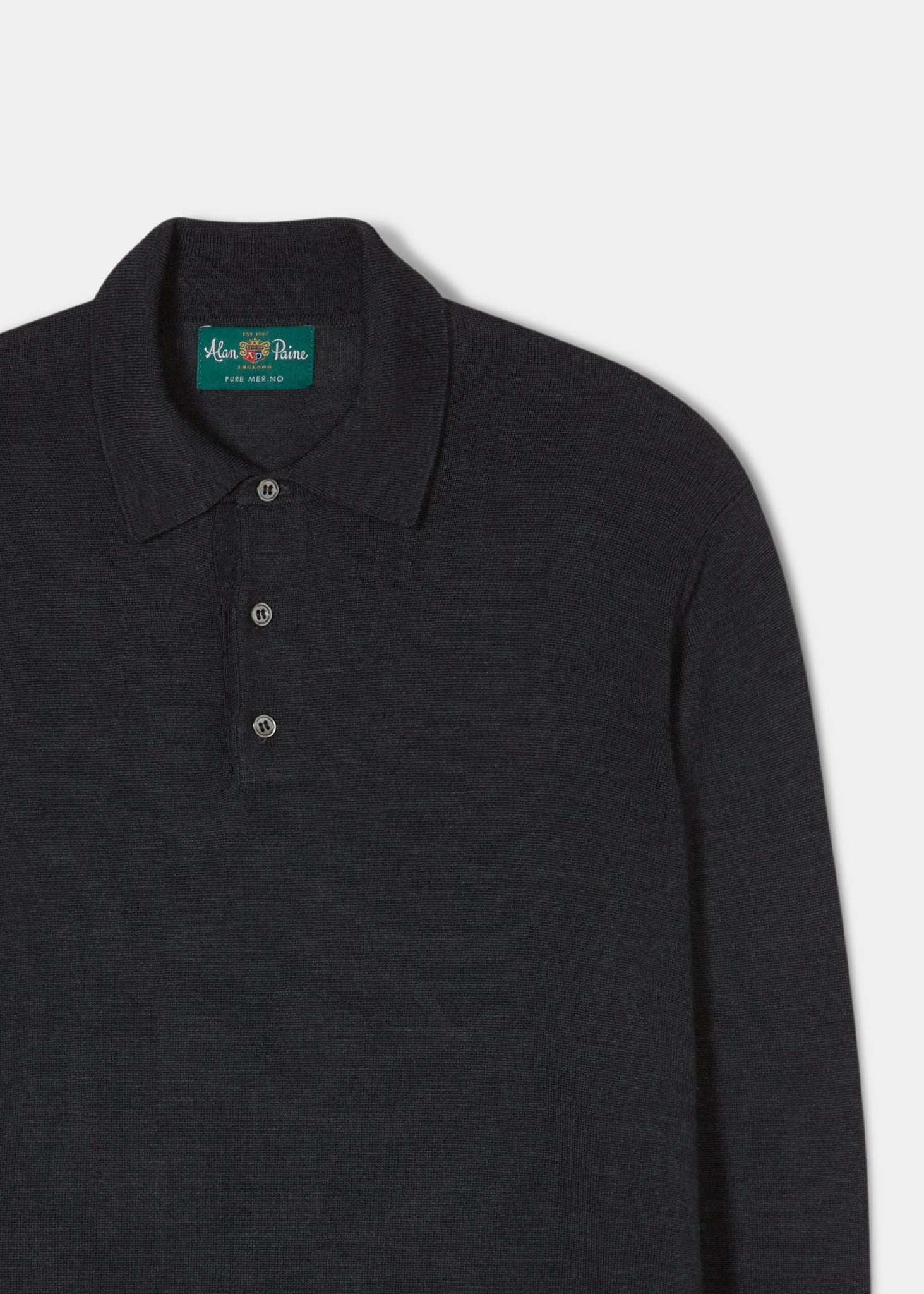 Merino-Wool-Long-Sleeve-Polo-Shirt-Charcoal