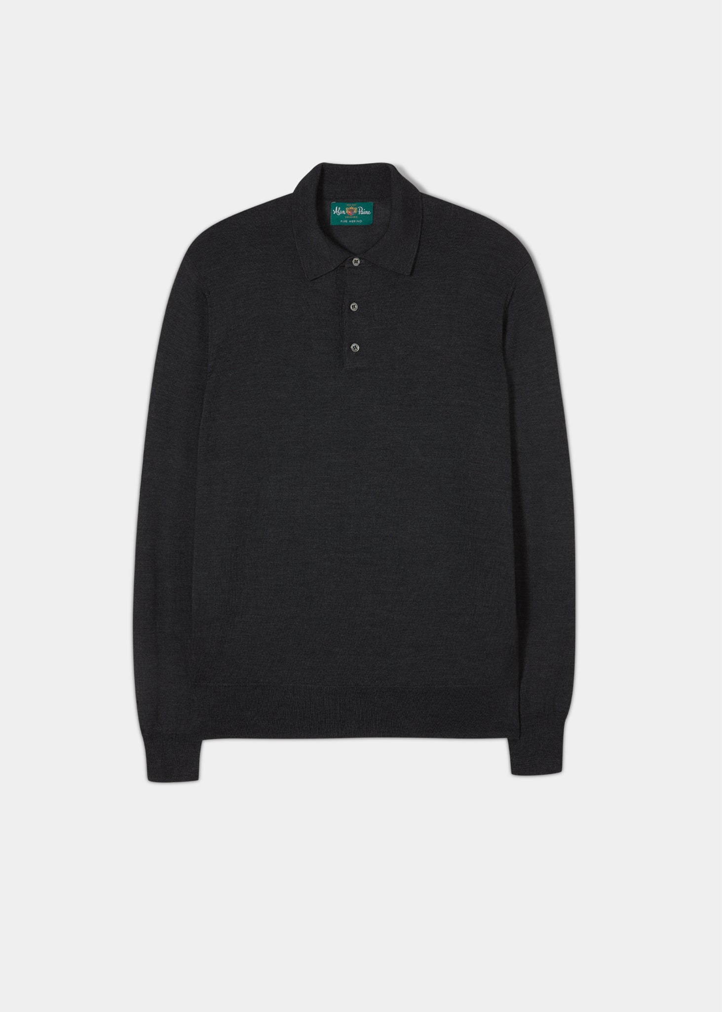 Merino-Wool-Long-Sleeve-Polo-Shirt-Charcoal