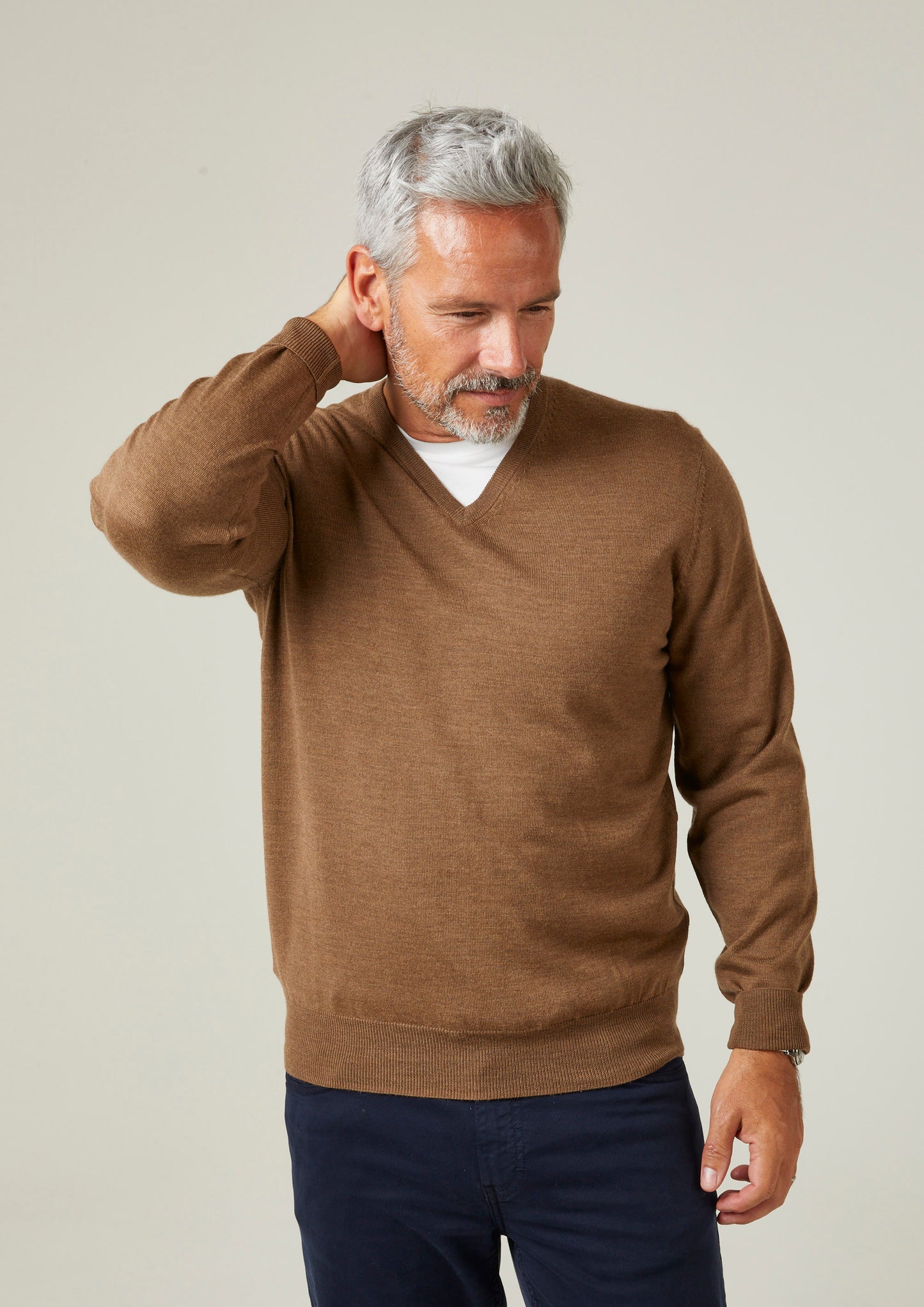 Millbreck Merino Wool Jumper in Chestnut - Regular Fit