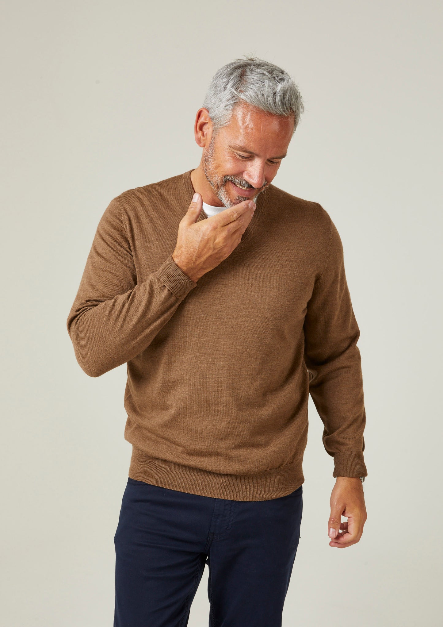 Millbreck Merino Wool Jumper in Chestnut - Regular Fit