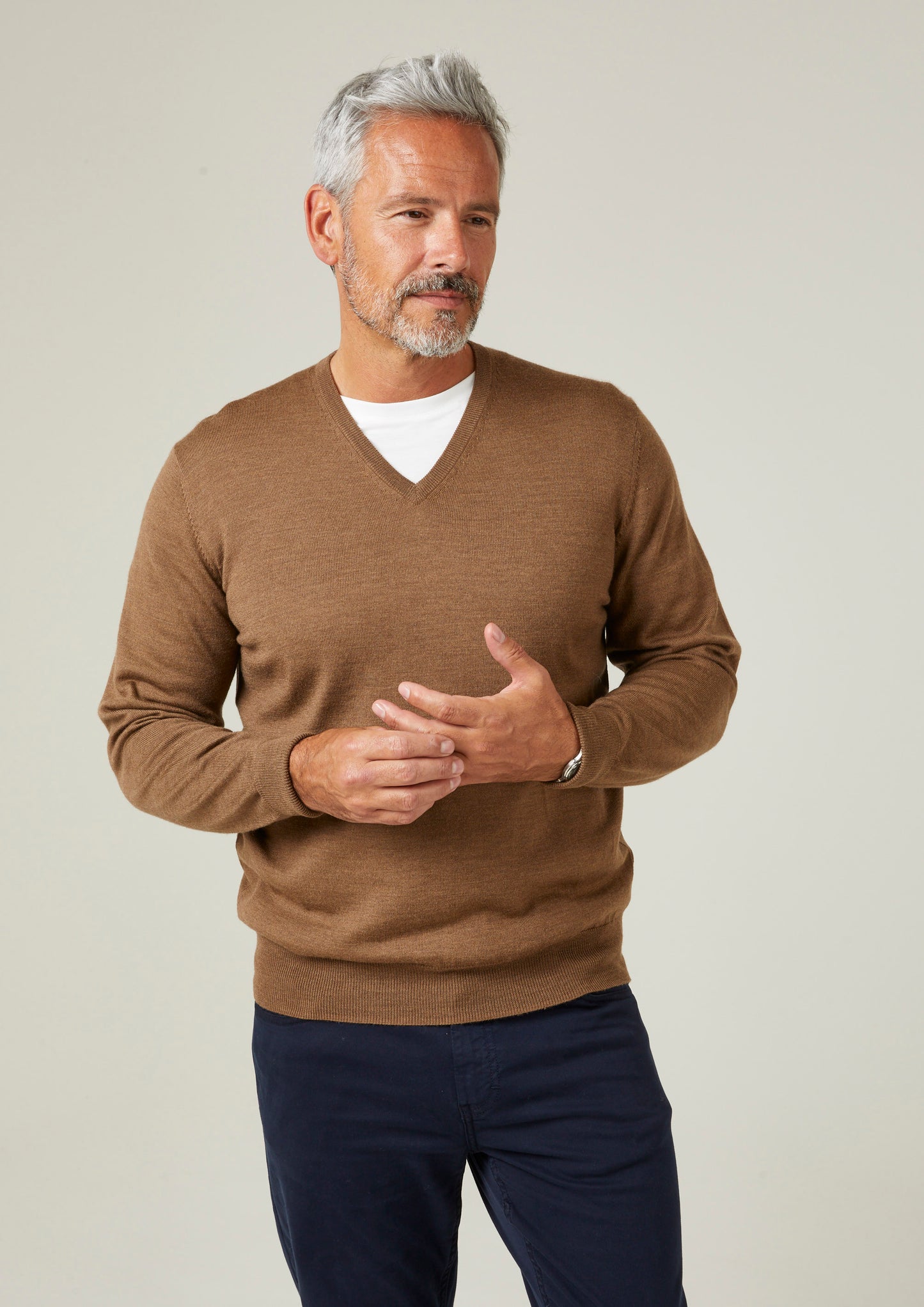 Millbreck Merino Wool Jumper in Chestnut - Regular Fit