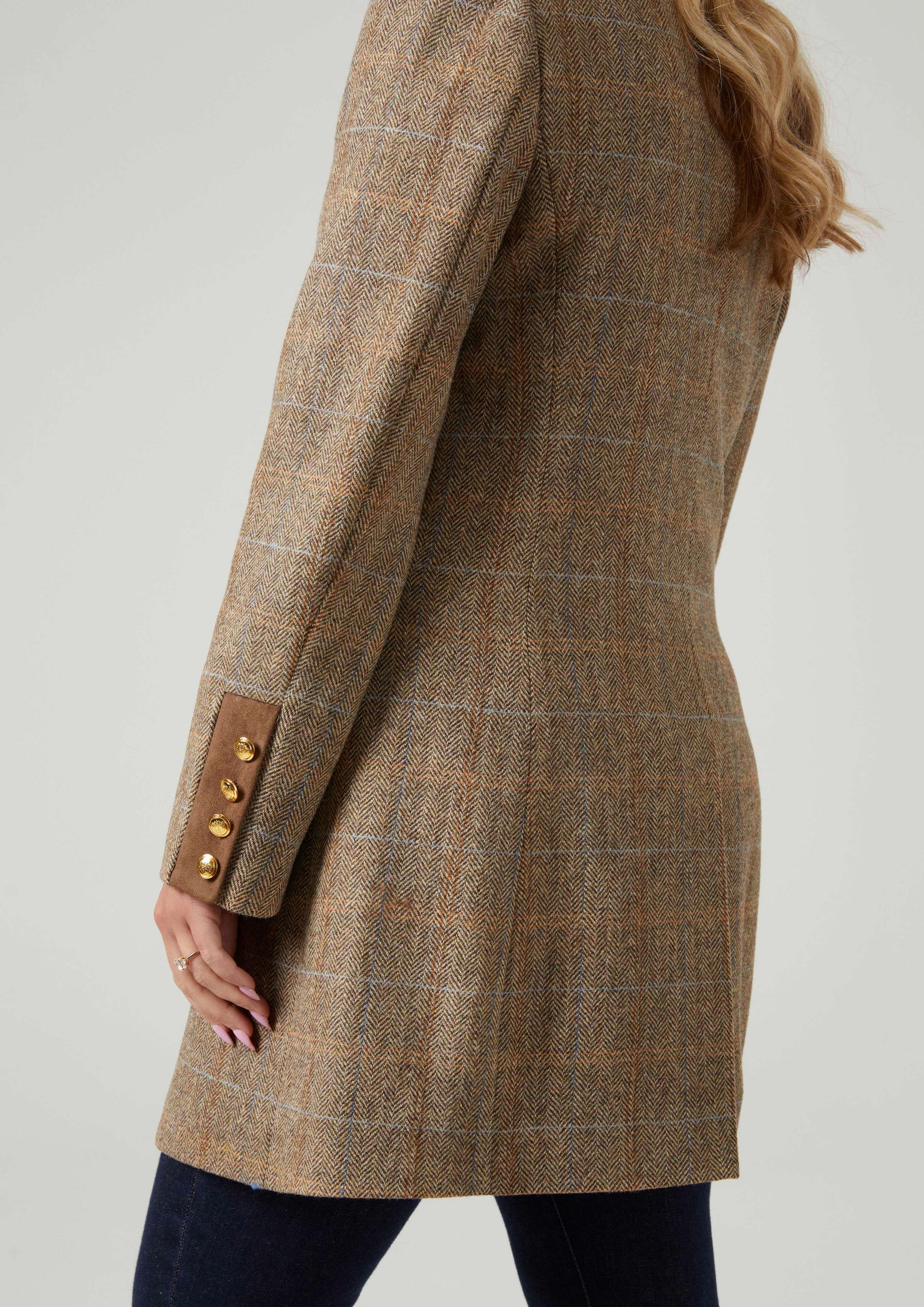 Surrey Ladies Mid-Thigh Tweed Coat In Hazelwood
