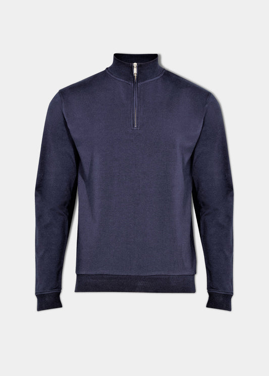 men's cotton quarter zip jumper in navy