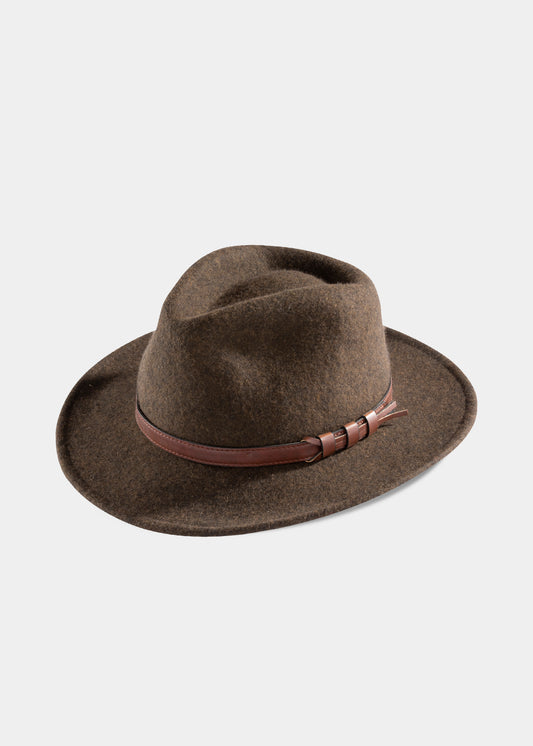 Men's fedora hat in brown
