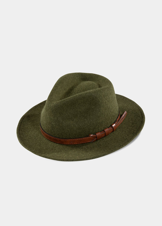 Men's fedora hat in olive