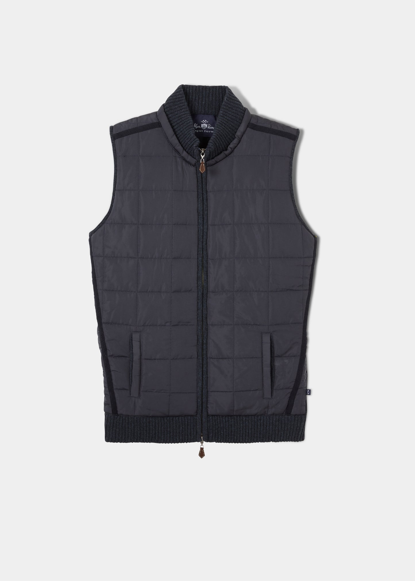 Mens Wool And Polymide Zip Up Waistcoat In Blue