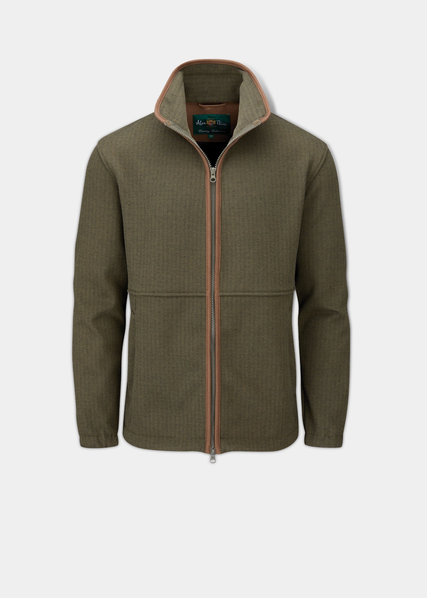 Aylsham Men's Fleece Jacket In Green Herringbone - Regular Fit