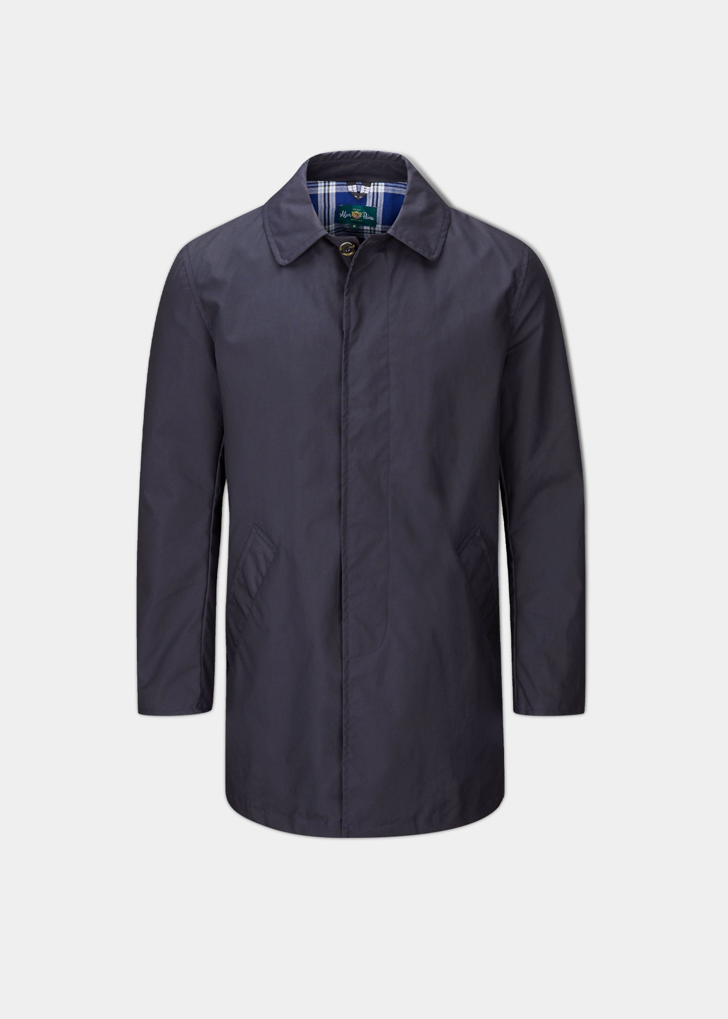 100% cotton showerproof raincoat in navy.