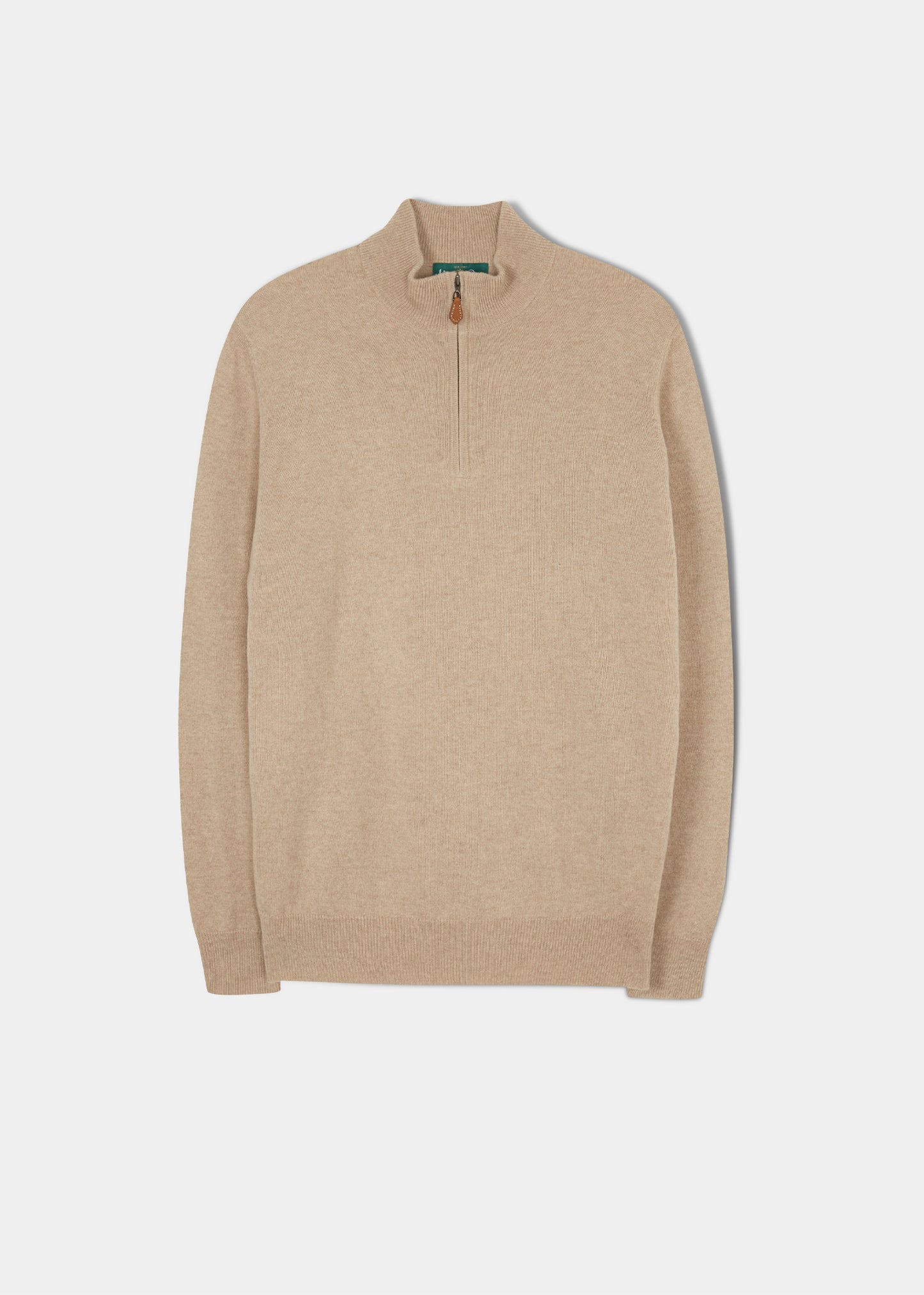 Hanbury Cashmere Mock Neck Jumper med dragkedja i linne - normal passform