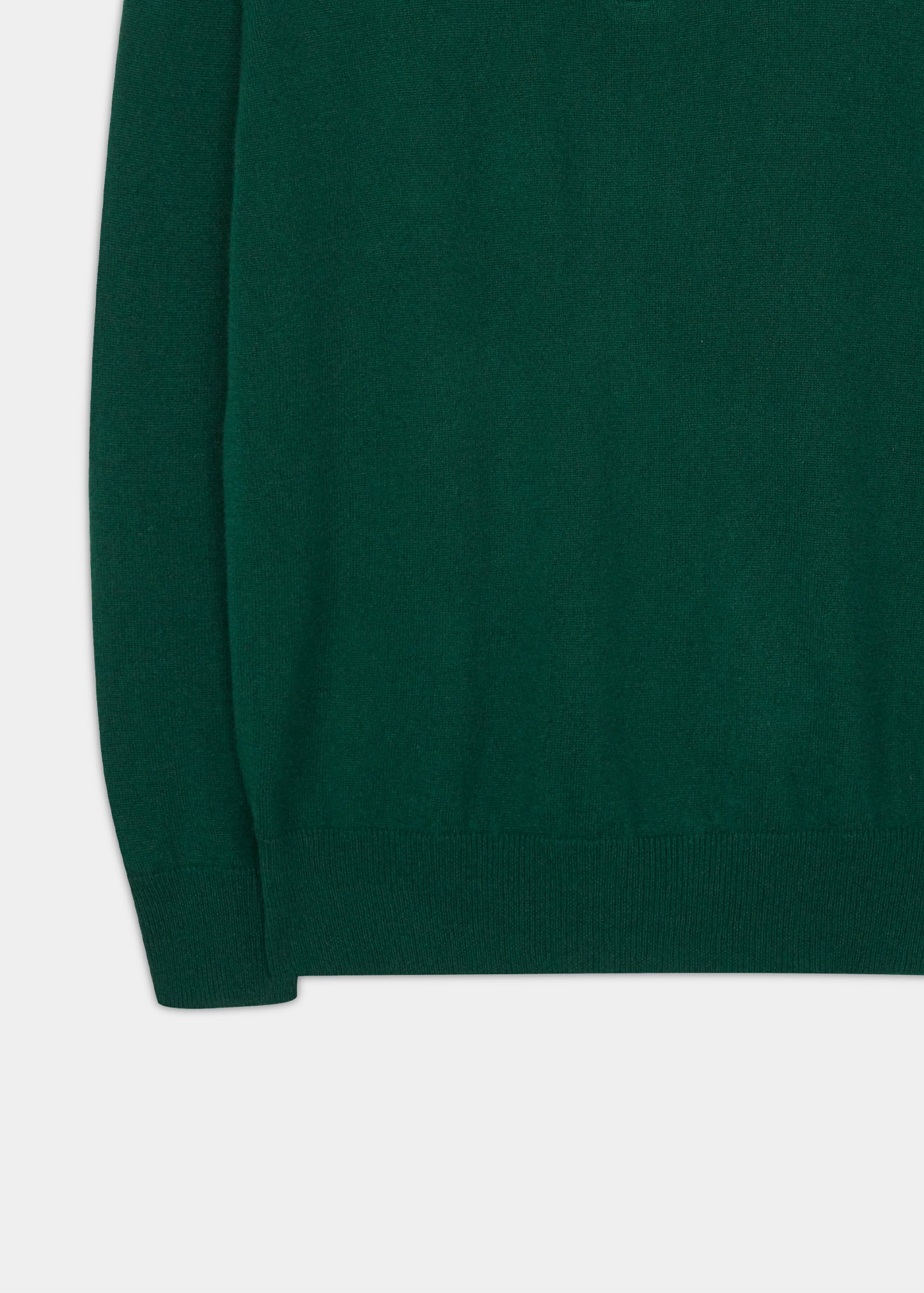 Hanbury Cashmere Zipped Mock Neck Jumper in Tartan Green - Regular Fit