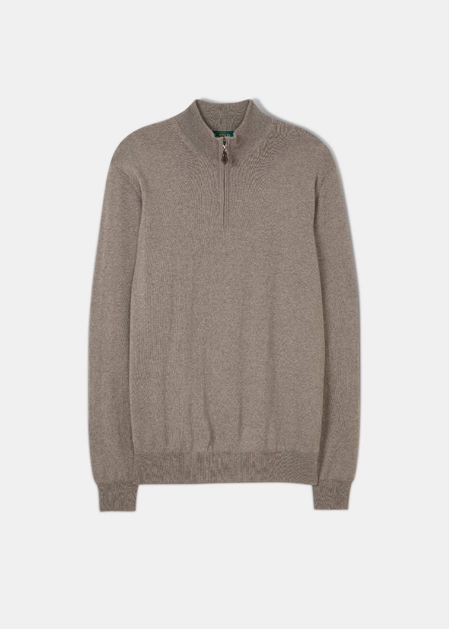 Men's Merino Wool 1/4 Zip Mock Neck Jumper in Mushroom