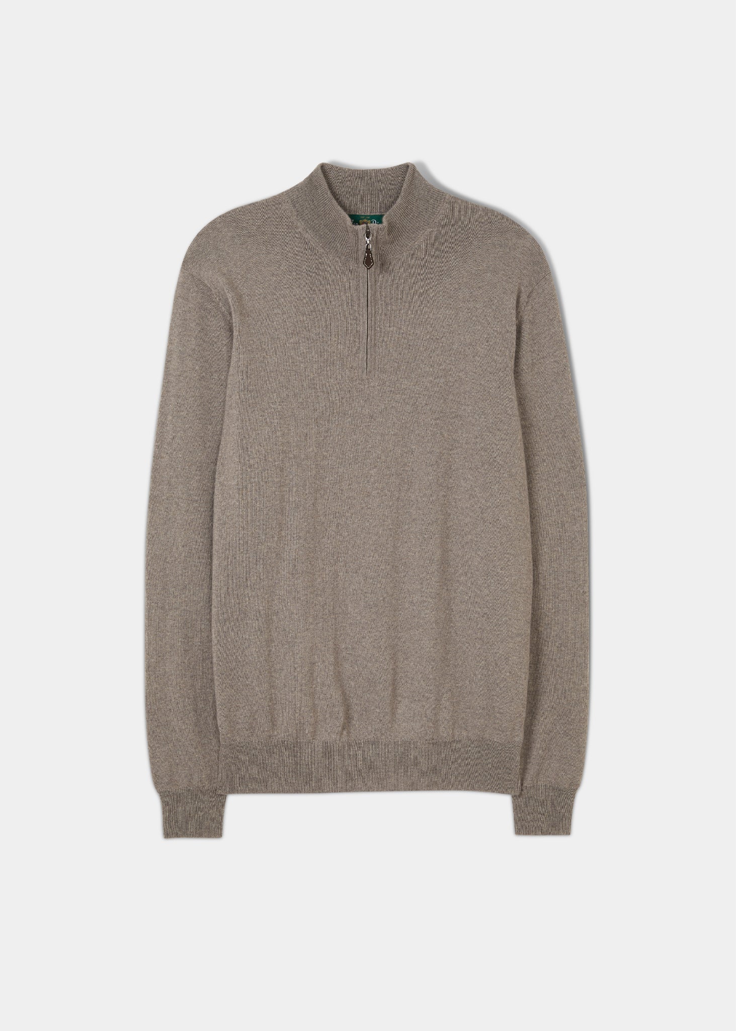 Men's Merino Wool 1/4 Zip Mock Neck Jumper in Mushroom