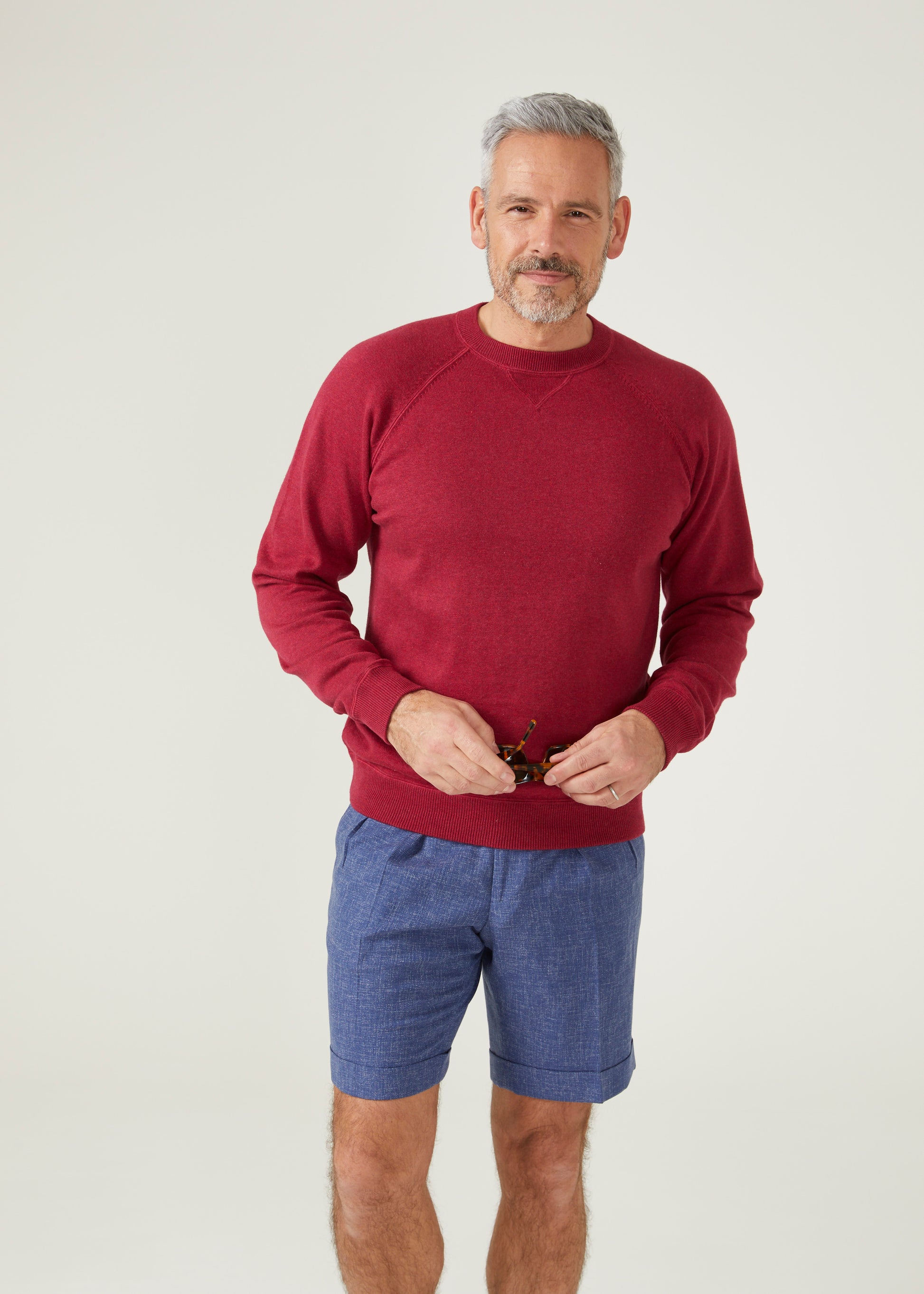 men's cotton cashmere sweatshirt in claret red