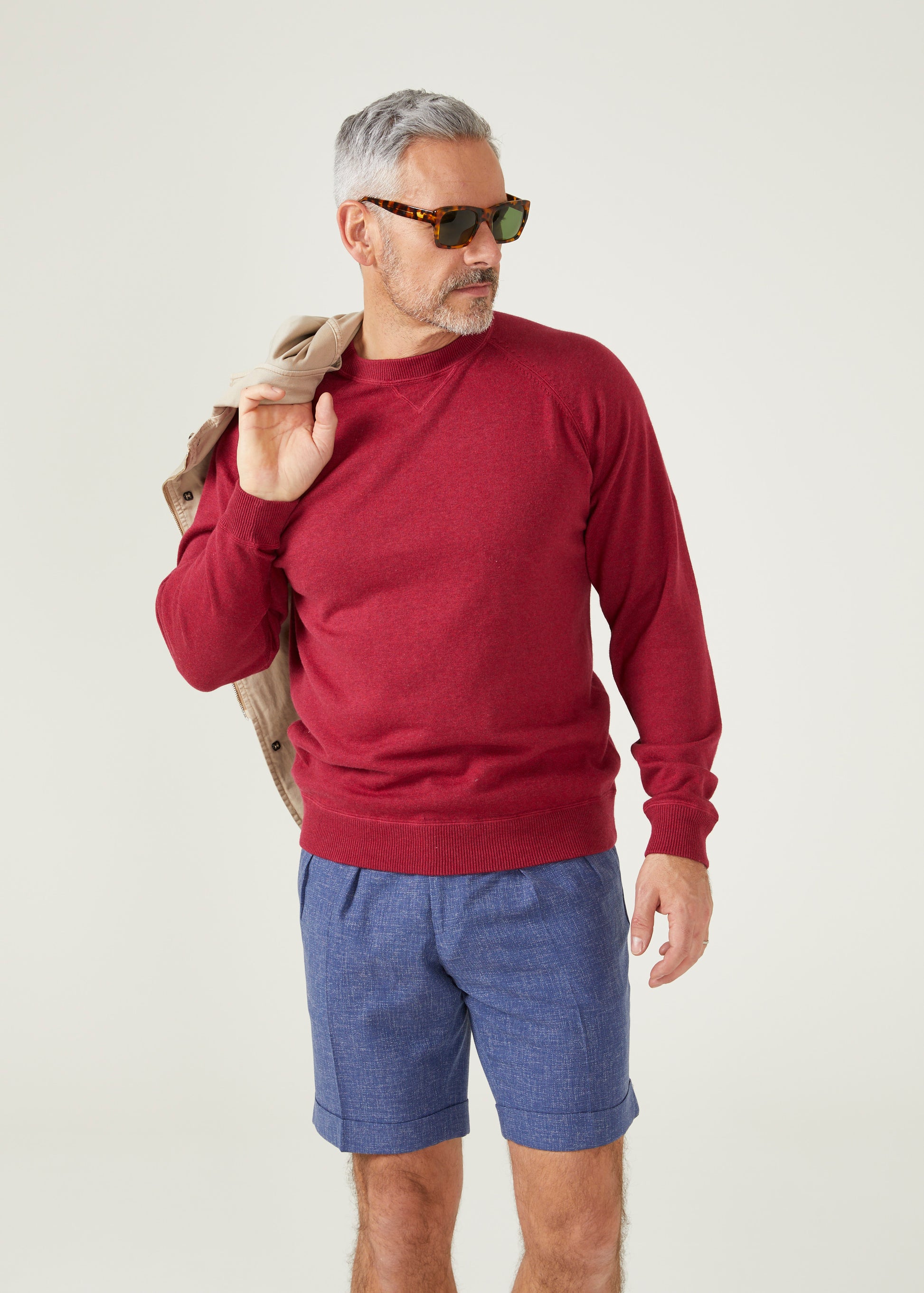 men's cotton cashmere sweatshirt in claret red
