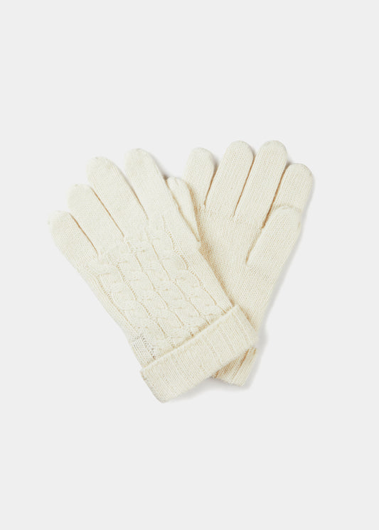 Lochpine Cable Knit Gloves In Ecru