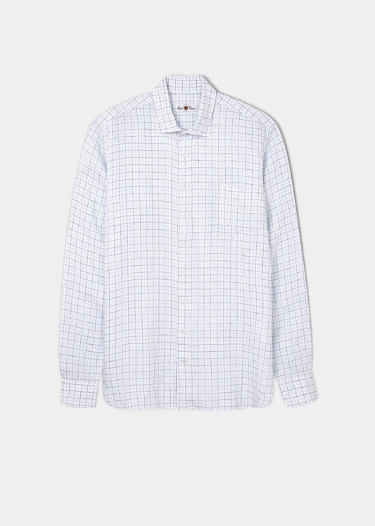 Halbeath Blue Check Linen Shirt - Classic Fit
