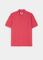 luxury pima cotton polo shirt with AP emblem in hibiscus pink.